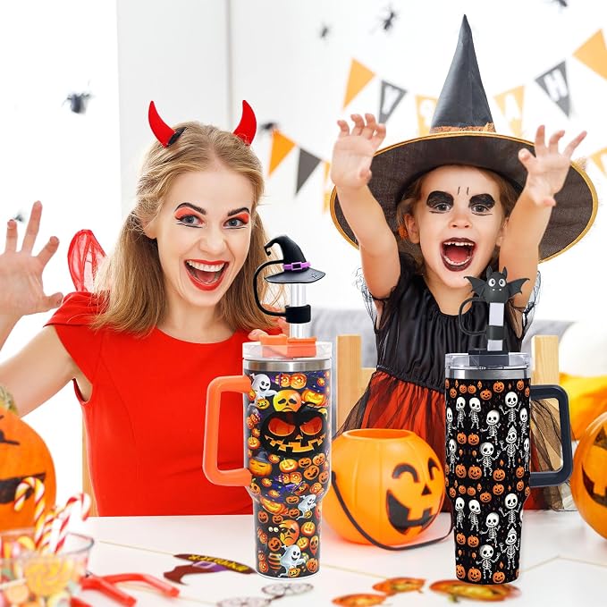5PCS Halloween Straw Cover Cap for Stanley Cup，10mm Reusable Pumpkin Silicone - Image 7