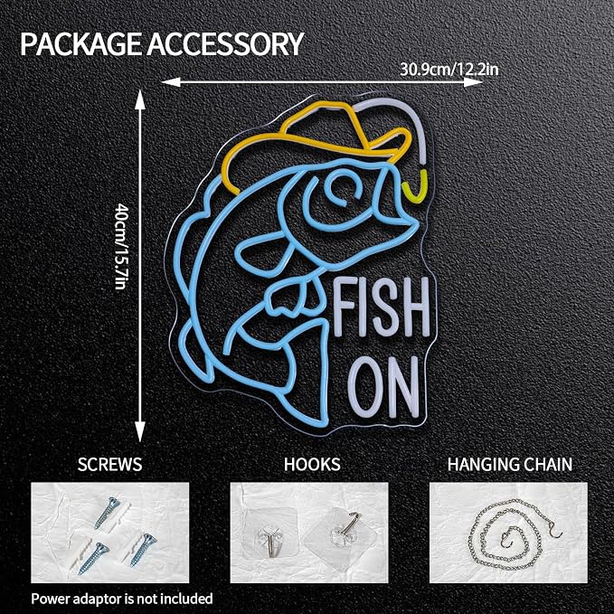 Fish On Neon Sign Dimmable Go Fishing Neon Light Sign - Image 2