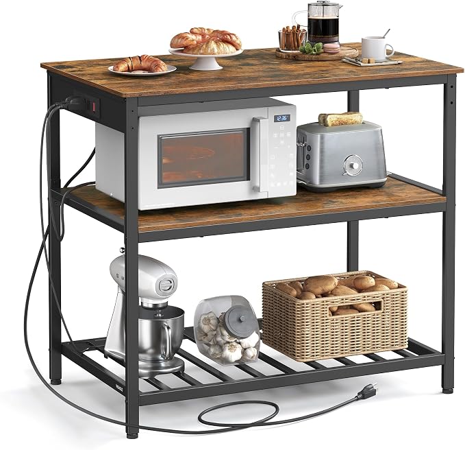 VASAGLE Kitchen Island with 3 Shelves, 39.4 Inches Width Kitchen Shelf with by Unknown