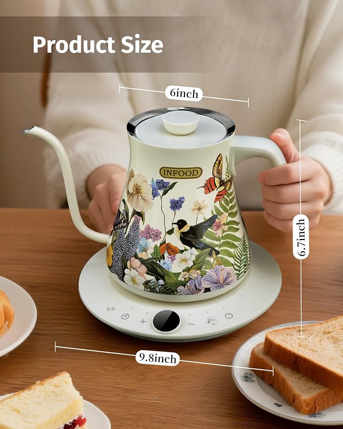 INFOOD 0.8L Gooseneck Electric Kettle, Precise Temperature Control - Image 8