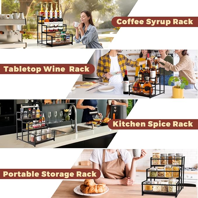 Coffee Syrup Rack Organizer, 3-Tier | Metal Bottle Holder, Holds 12 Bottles - Image 9