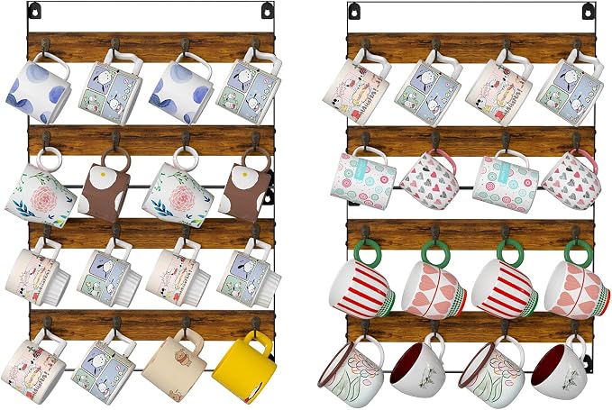 Rustic Wood Coffee Mug Rack by Huxitocan