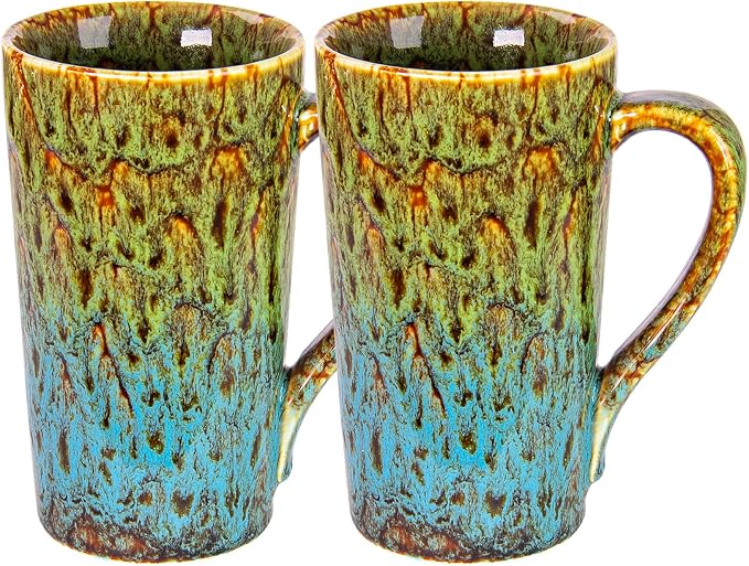20oz Porcelain Coffee Mugs Set of 2, Large Tall Coffee Mugs by YINUOWEI