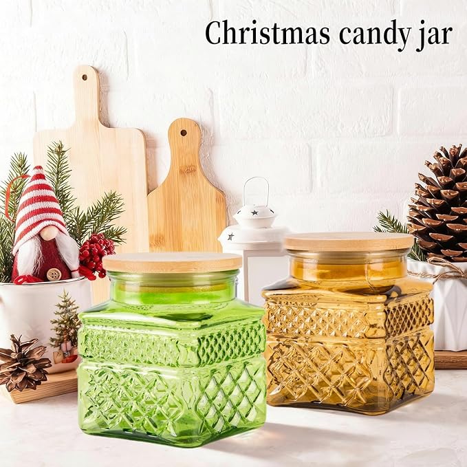 Glass Storage Canister with Airtight Lids, 20.3 FL OZ Thick Glass Candy Jar - Image 8
