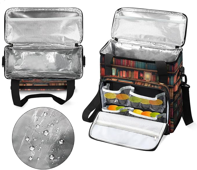 Bookshelf Coffee Maker Carring Bag, Large Insulated Storage Organizer Case Tote - Image 3