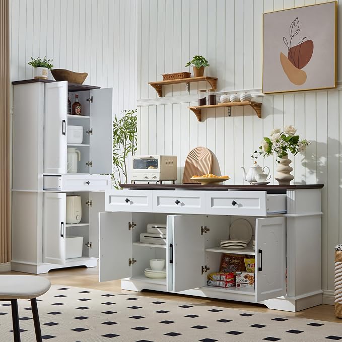 LIDYUK 63" White Buffet Sideboard Cabinet - Image 6