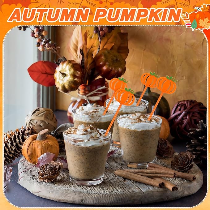 36Pcs Fall Coffee Stirrers, Cute Pumpkin Stir Sticks | Reusable Halloween Drink - Image 4