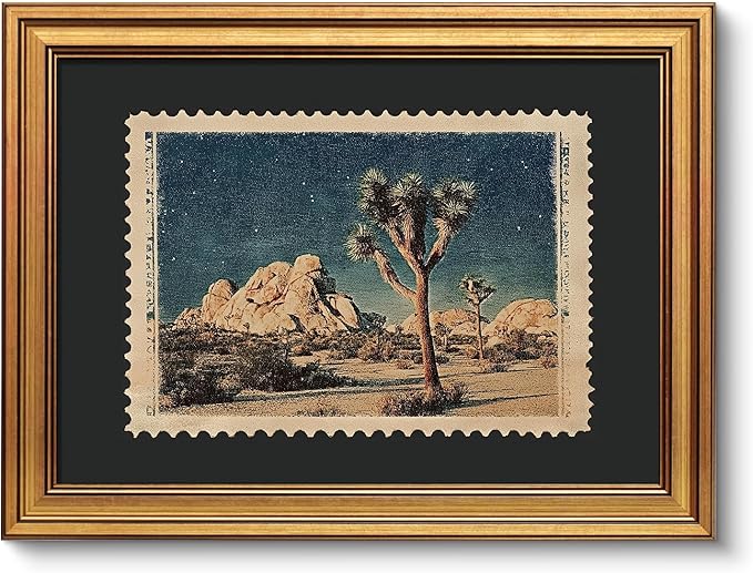 VIYYIEA Gold Framed Art Prints, Desert Joshua Tree Vintage Art Painting by VIYYIEAART