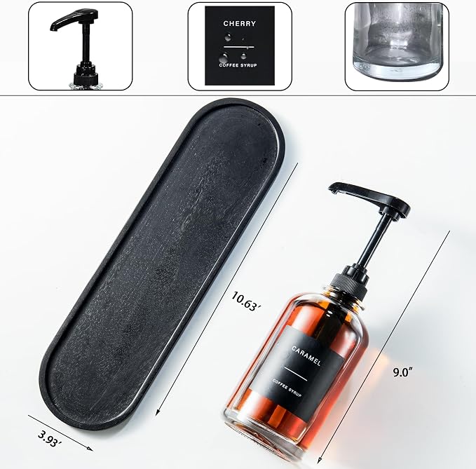 Coffee Syrup Dispenser for Coffee Bar, Glass Syrup Bottle - Image 2