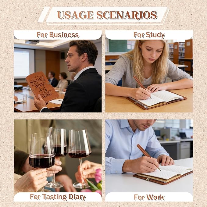 Wine Gifts for Women, Leather Tasting Journal Notebook - Image 8