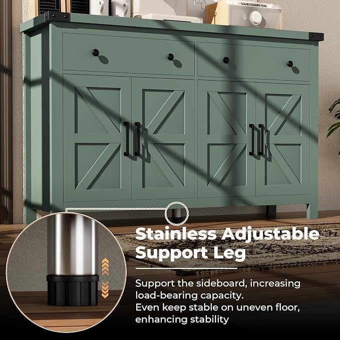VVFLU Buffet Cabinet with Storage Farmhouse with 4 Doors and 2 Drawers - Image 6