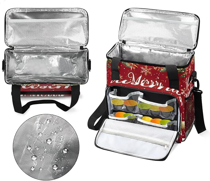 Christmas Themed Coffee Maker Carring Bag, Large Insulated Storage Organizer - Image 3