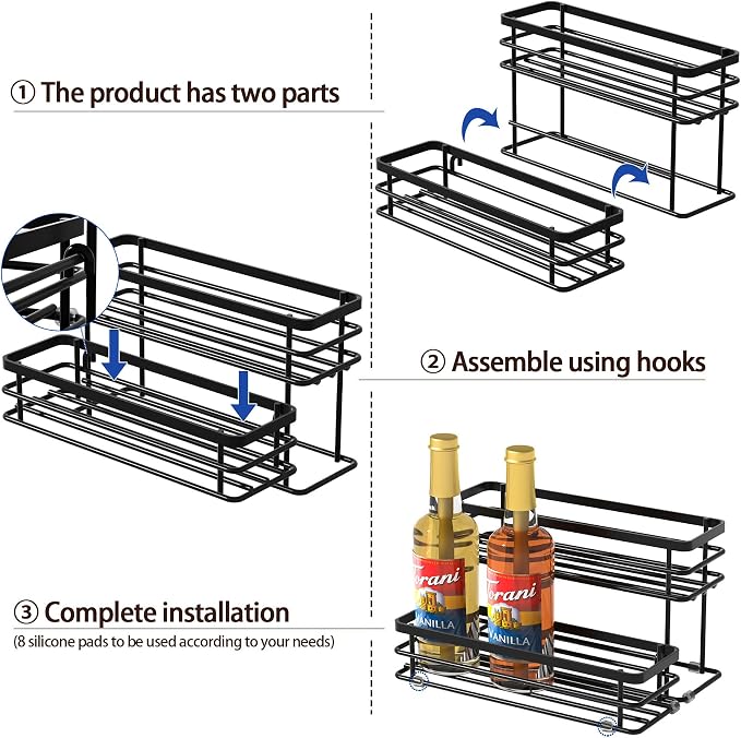 8 Bottle Coffee Syrup Organizer Rack, 2 Tier Coffee Syrup Stand Holder - Image 6