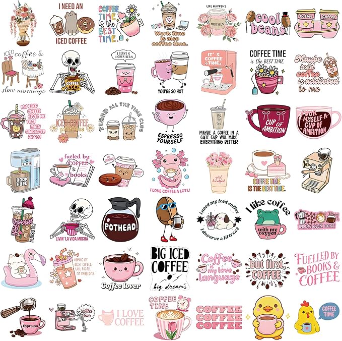 100 Pieces Funny Coffee Stickers -Vinyl Coffee Bottle Sticker - Image 3
