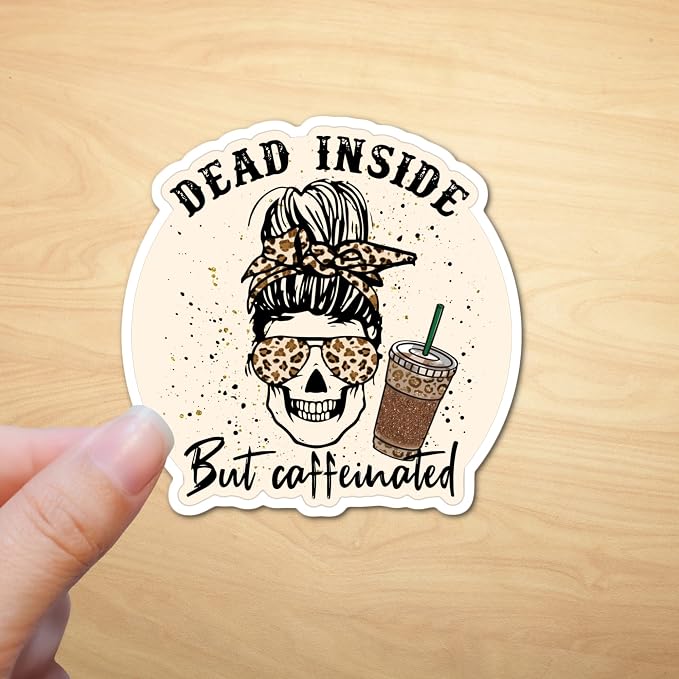 3.1" Skeleton Mama Loves Coffee Caffeinated Brew Dead Inside Laminated Laptop - Image 2
