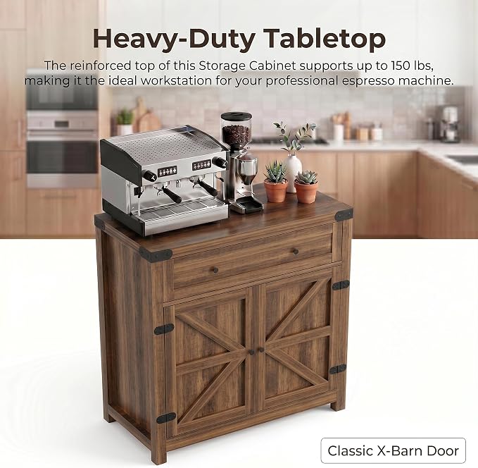 YESHOMY Kitchen Storage Cabinet, Coffee Bar Cabinet, Farmhouse Sideboard Buffet - Image 3