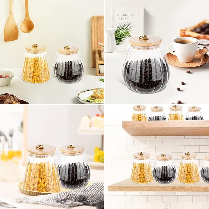 FANTESTICRYAN Glass Coffee Nuts Canister Airtight Storage Jar Petal Decorative - Image 6
