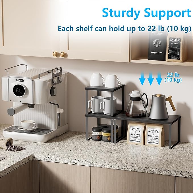 Golener Countertop Organizer Corner Shelf, 2 Tier Adjustable Stackable Corner - Image 4