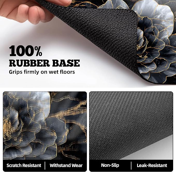 NYZE Coffee Bar Mat for Countertop Absorbent Non Slip Dish Drying Mat Black - Image 6