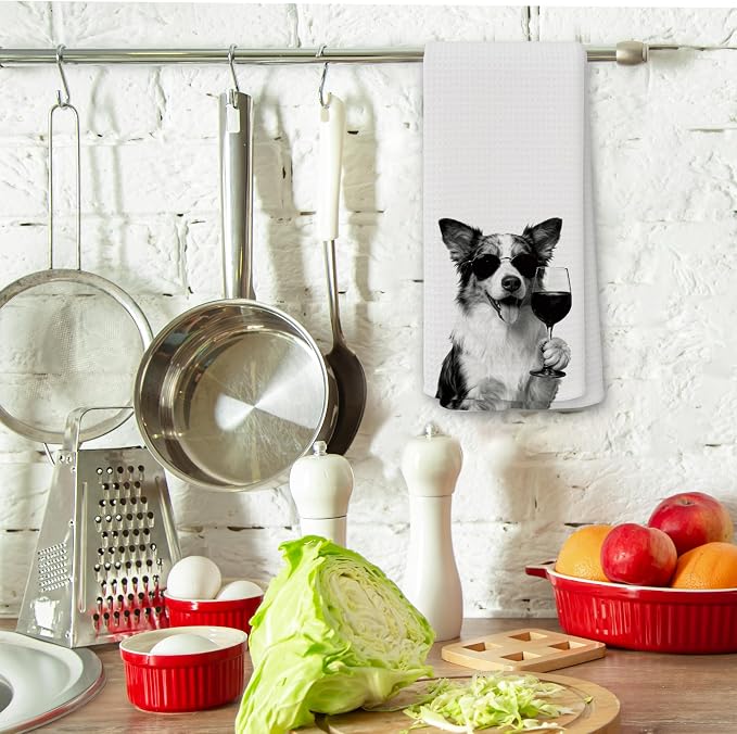 Funny Australian Shepherd Wine Kitchen Towels, Gifts - Image 3