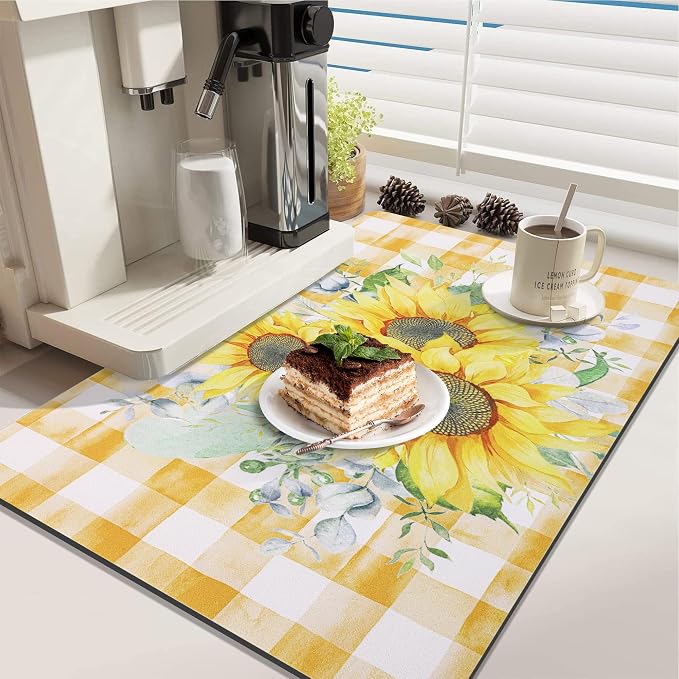 LOKHOM Dish Drying Mat for Kitchen Counter, Vintage Floral Dish Drainer Rack - Image 6