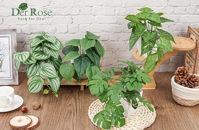 Der Rose 4Pcs Small Fake Plants Artificial Mini Faux Plants - Image 5