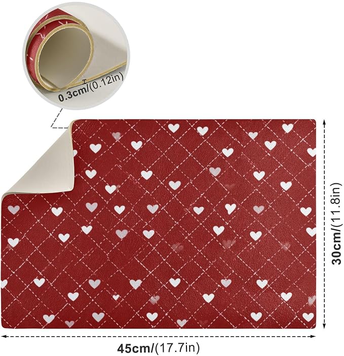 Red Heart01 Coffee Mat Coffee Bar Maker Backed Absorbent Nonslip Station Mats - Image 3