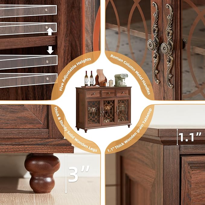 Joaxswe Farmhouse Sideboard Buffet Cabinet Set of 2 - Image 6