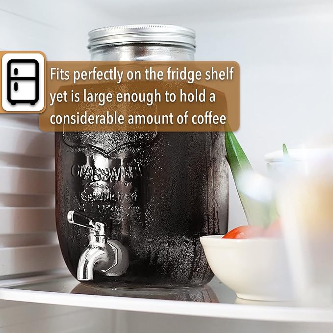 BTaT- 1 Gallon Cold Brew Coffee Maker, Thick Glass Pitcher | Stainless Steel - Image 6