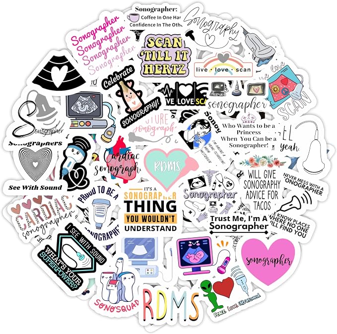 100Pcs Sonography Stickers, Ultrasound Stickers by BulbaCraft