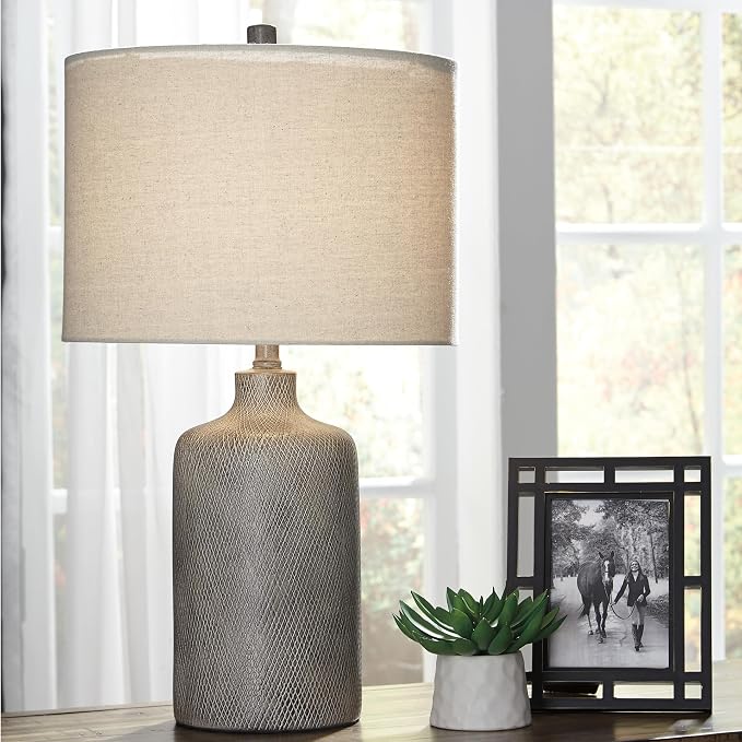 Signature Design by Ashley Linus Modern 25" Ceramic Table Lamp, Natural Stone - Image 10