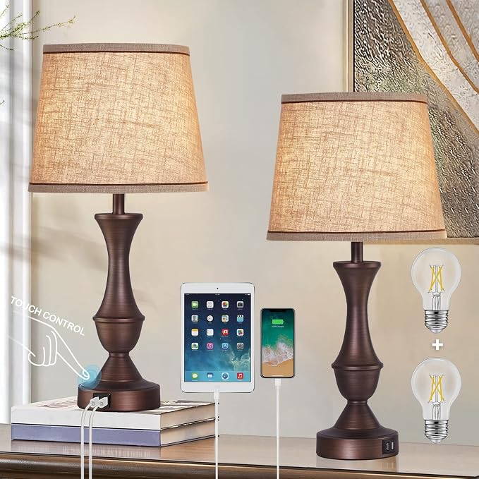 Luvkczc Touch Table Lamps Set of 2, Dimmable Table Lamp, Nightstand Lamps - Image 7