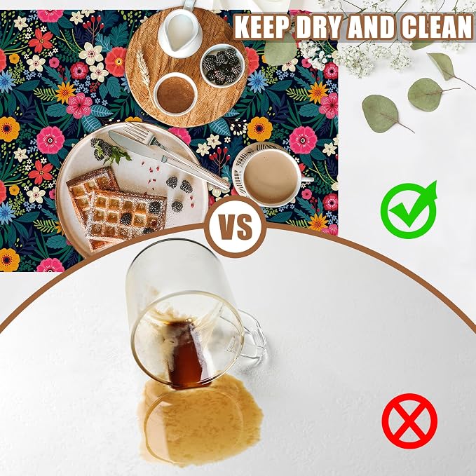 Dish Drying Mat Colorful Flowers and Leaves Coffee Bar Mat - Image 6