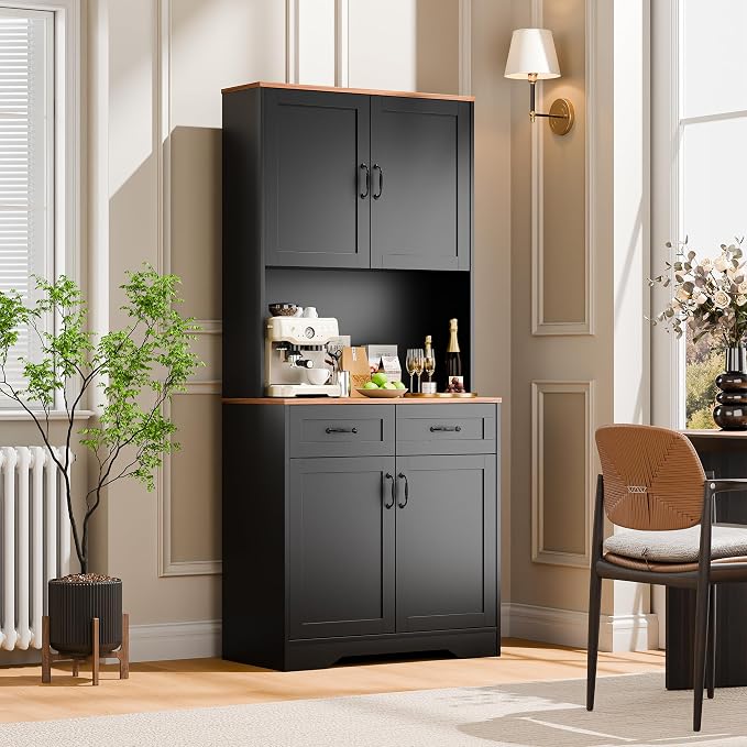 Cozy Castle Pantry Cabinet, Farmhouse Kitchen Hutch Cabinet - Image 8