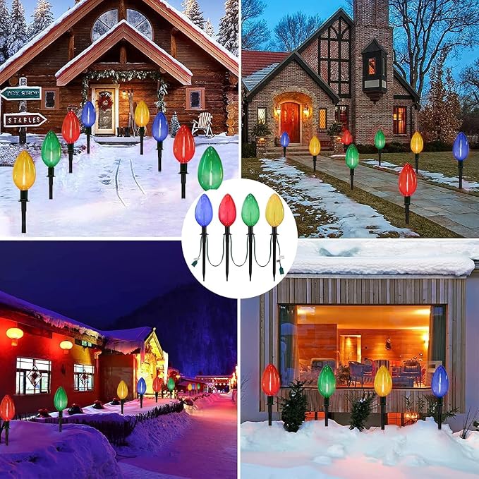 C9 Christmas Multicolor Pathway Lights, 7Ft Outdoor Christmas Pathway Markers - Image 7