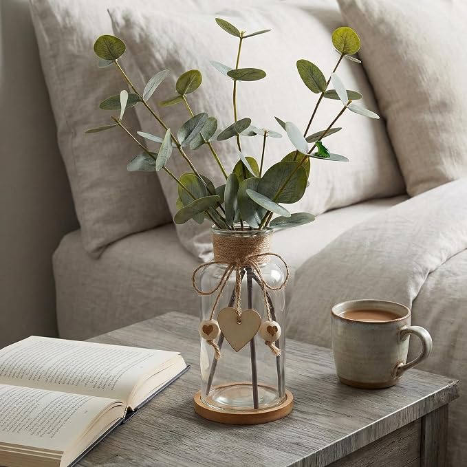 Artificial Eucalyptus Greenery Stems in Glass Vase - Image 6