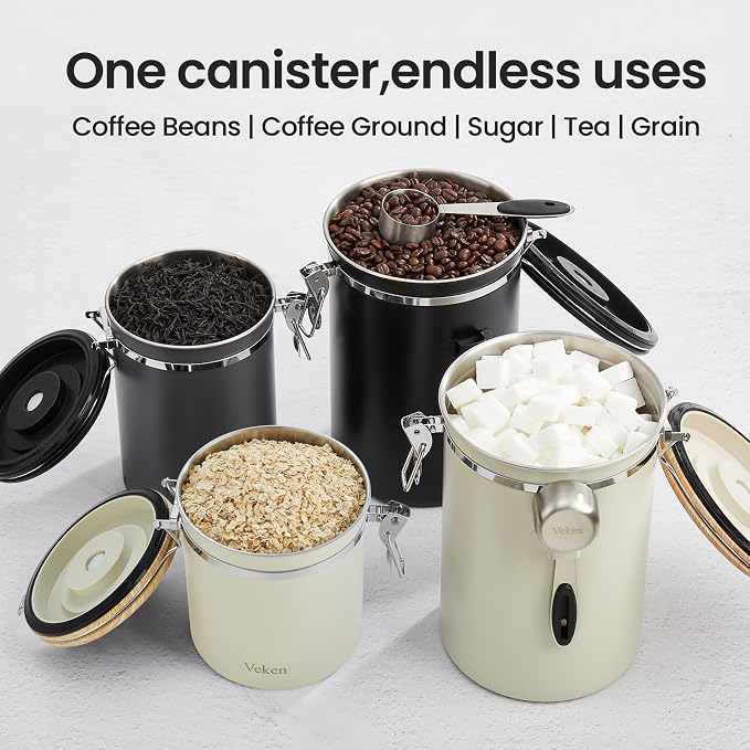 Veken Coffee Canister, Airtight Stainless Steel Kitchen Food Storage Container - Image 8
