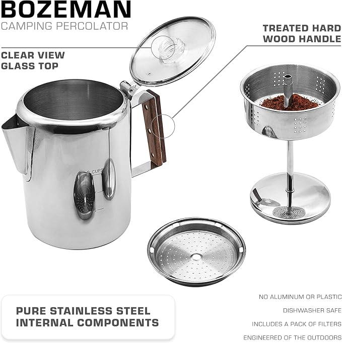 COLETTI Bozeman Percolator Coffee Pot — NO Aluminum or Plastic - Image 2