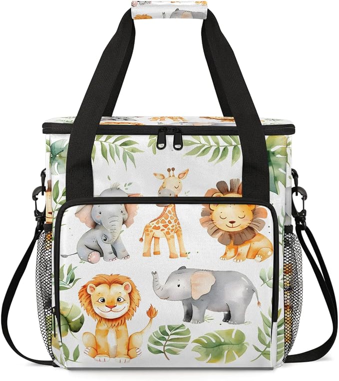 Tropical Rainfore Elephant Giraffe Lion Coffee Maker Carring Bag, Large by Home