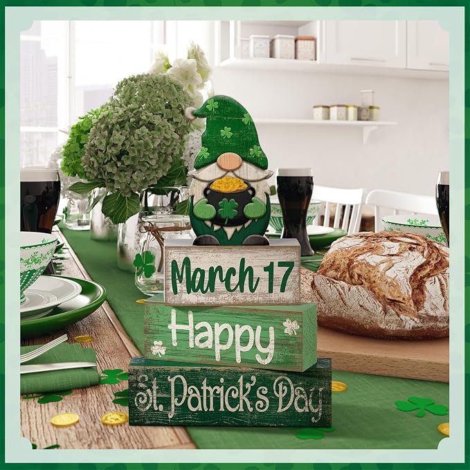 Lineshading 4 Pcs St Patricks Day Table Decoration Wooden St Patrick's Day - Image 5