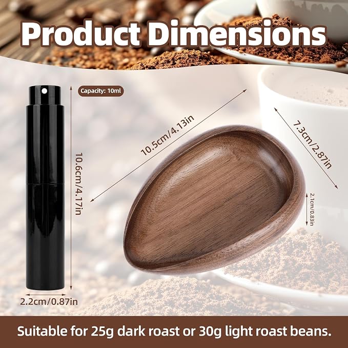 Coffee Bean Dosing Cup and Spray Bottle Set, Walnut Wood Espresso Dosing Cup - Image 2