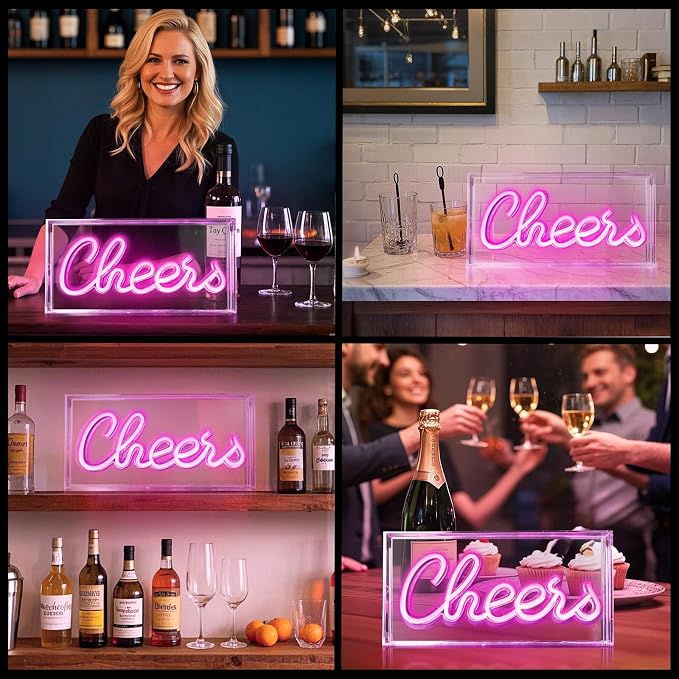 Cheers Neon Sign, USB LED Desk Lightbox Cheers Sign - Image 5