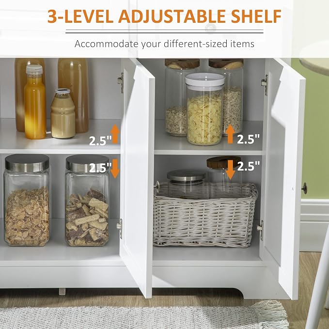HOMCOM Sideboard Buffet Cabinet, Modern Buffet Cabinet - Image 5
