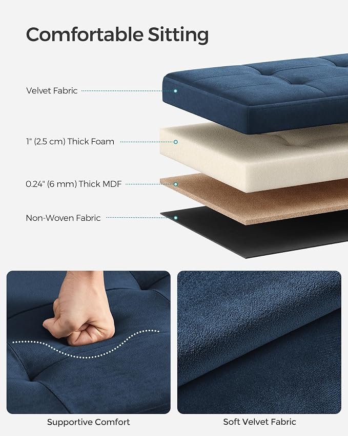SONGMICS Storage Ottoman, Foldable Small Ottoman Foot Rest, 12.2 x 16.1 Inches - Image 4