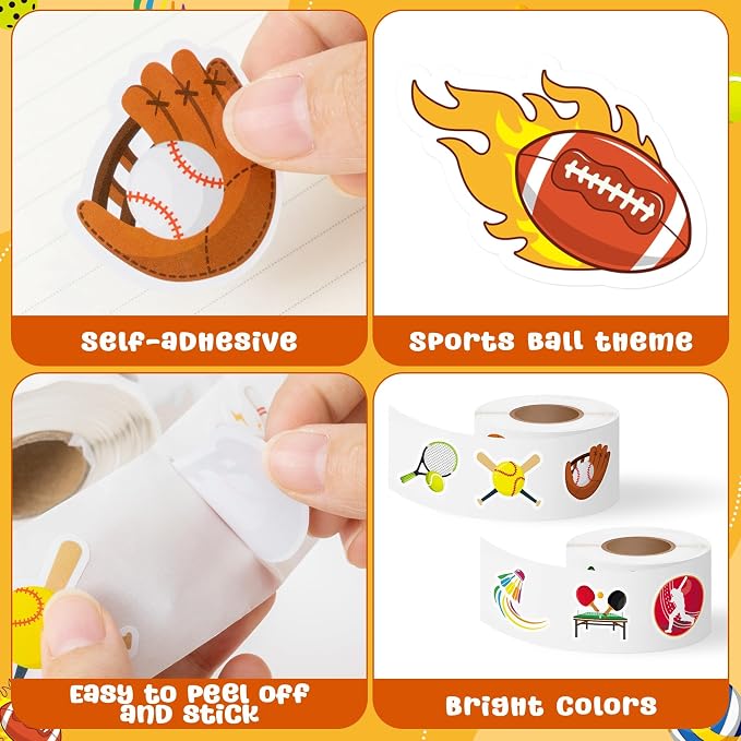Haooryx Sports Ball Stickers Rolls - Image 4