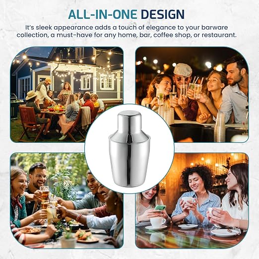 OCS Parts 3-Piece Stainless Steel Cocktail Shaker | 6-Ounce | Makes Perfect - Image 7