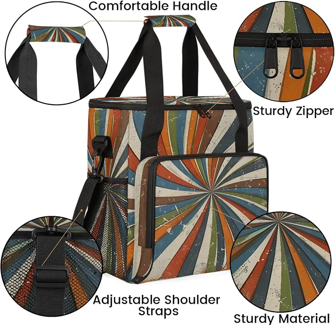 Vintage Pattern Coffee Maker Carring Bag, Large Insulated Storage Organizer - Image 6