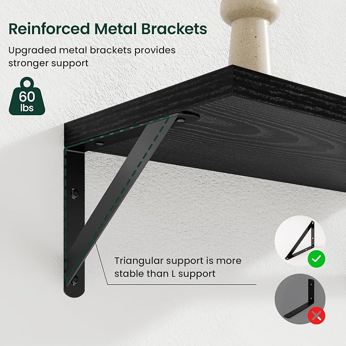 Floating Shelves 8 Inch Deep, 36W x 8D Wall Shelf Set of 2, 60 lbs Heavy Duty - Image 5