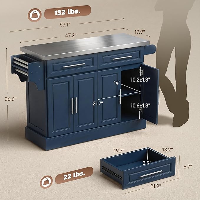 HOMCOM Rolling Kitchen Island Cart - Image 7