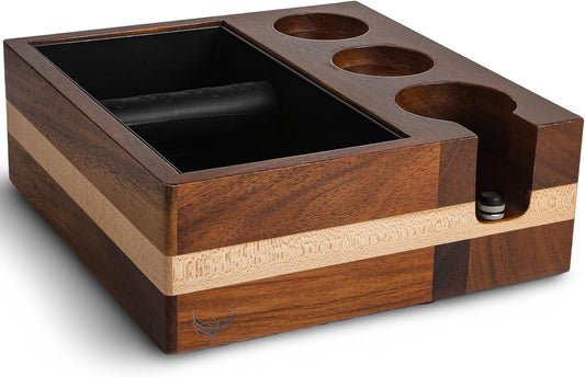 Espresso Knock Box With 54mm Tamping Station For Breville Espresso Accessories Adjustable Portafilter Height, Detachable Coffee Dump Bin